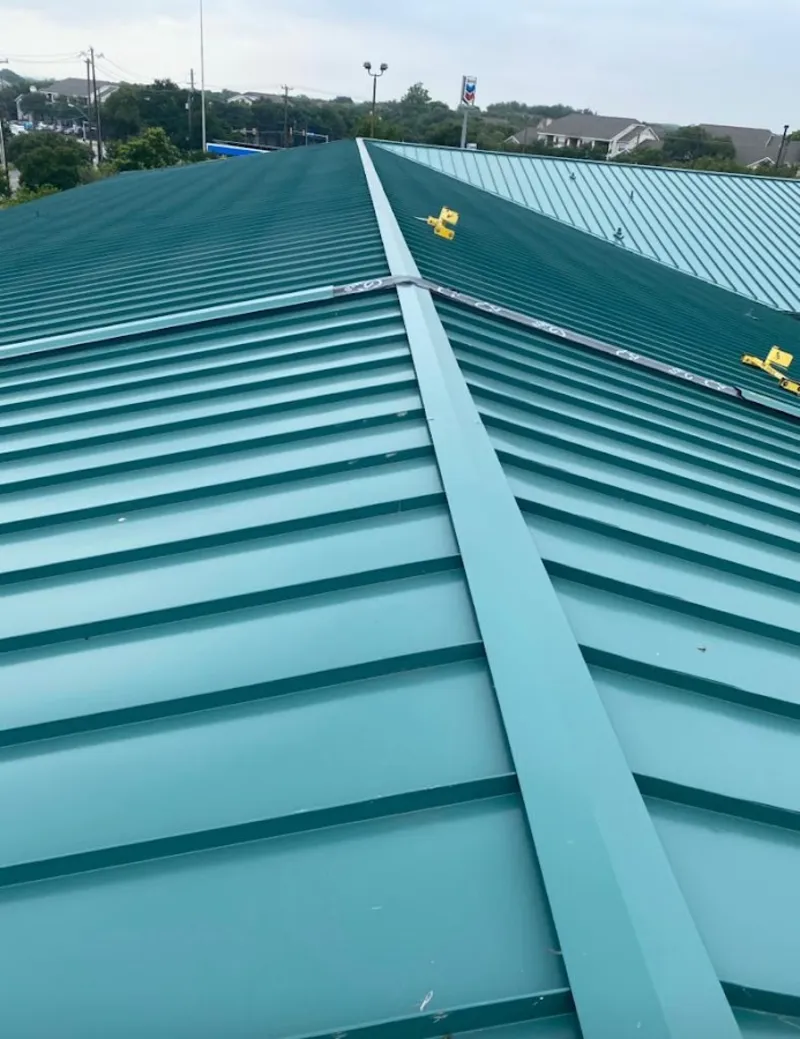 Green commercial metal roof ridge and valley for Metal Roof Repair in West Covina